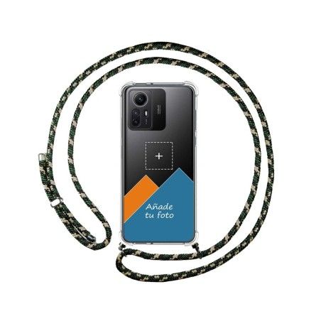 Personaliza tu Funda Colgante Transparente para Xiaomi Redmi Note 12S con Cordon Verde / Dorado Dibujo Personalizada