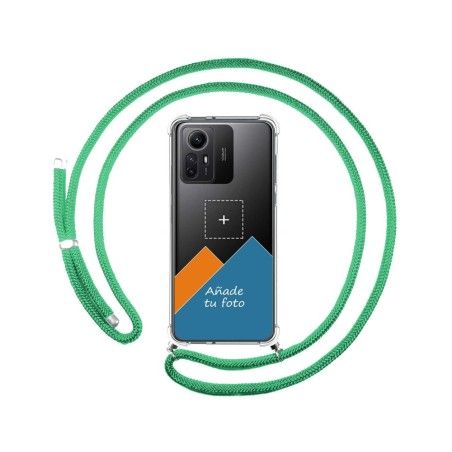 Personaliza tu Funda Colgante Transparente para Xiaomi Redmi Note 12S con Cordon Verde Agua Dibujo Personalizada