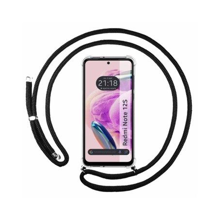 Funda Colgante Transparente compatible con Xiaomi Redmi Note 12S con Cordon Negro