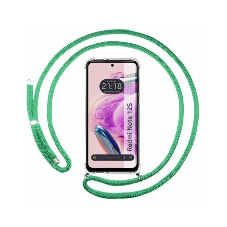 Funda Colgante Transparente compatible con Xiaomi Redmi Note 12S con Cordon Verde Agua