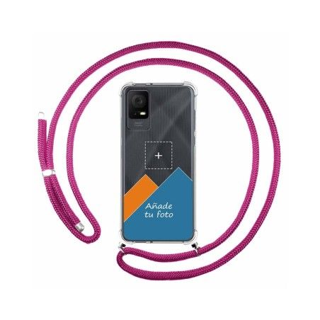 Personaliza tu Funda Colgante Transparente para TCL 408 con Cordon Rosa Fucsia Dibujo Personalizada