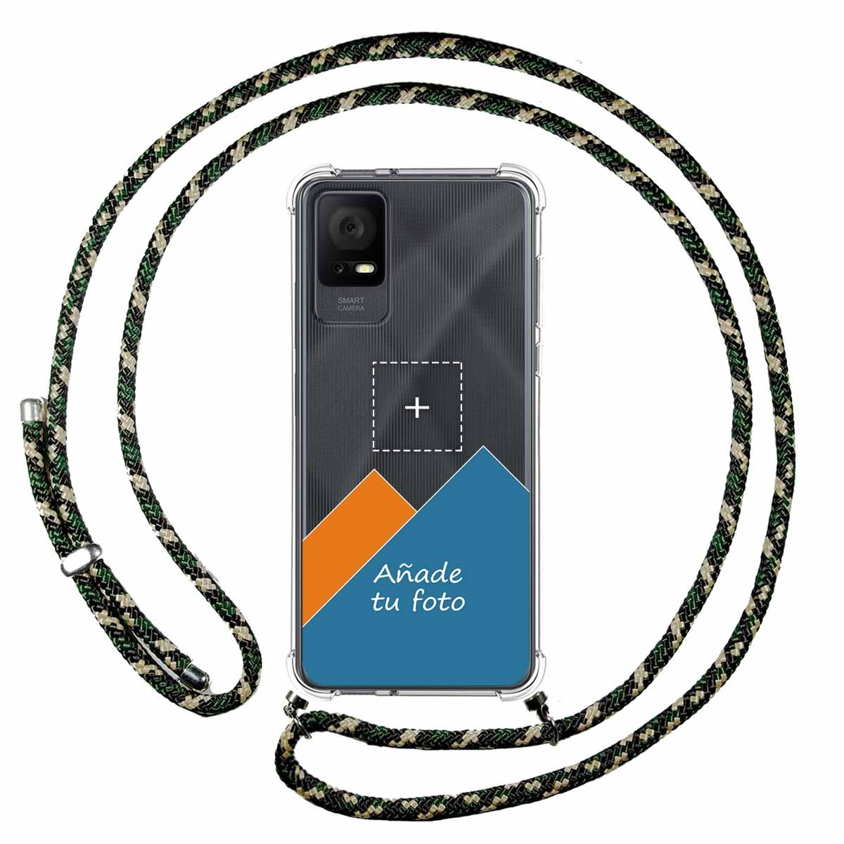 Personaliza tu Funda Colgante Transparente para TCL 408 con Cordon Verde/Dorado Dibujo Personalizada