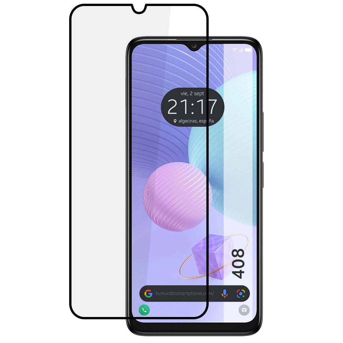 Protector Cristal Templado Completo 5D Full Glue Negro para TCL 408 Vidrio