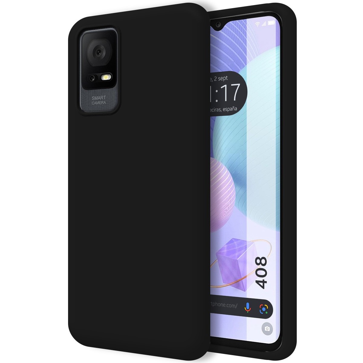 Funda Silicona Líquida Ultra Suave para TCL 408 Color Negra