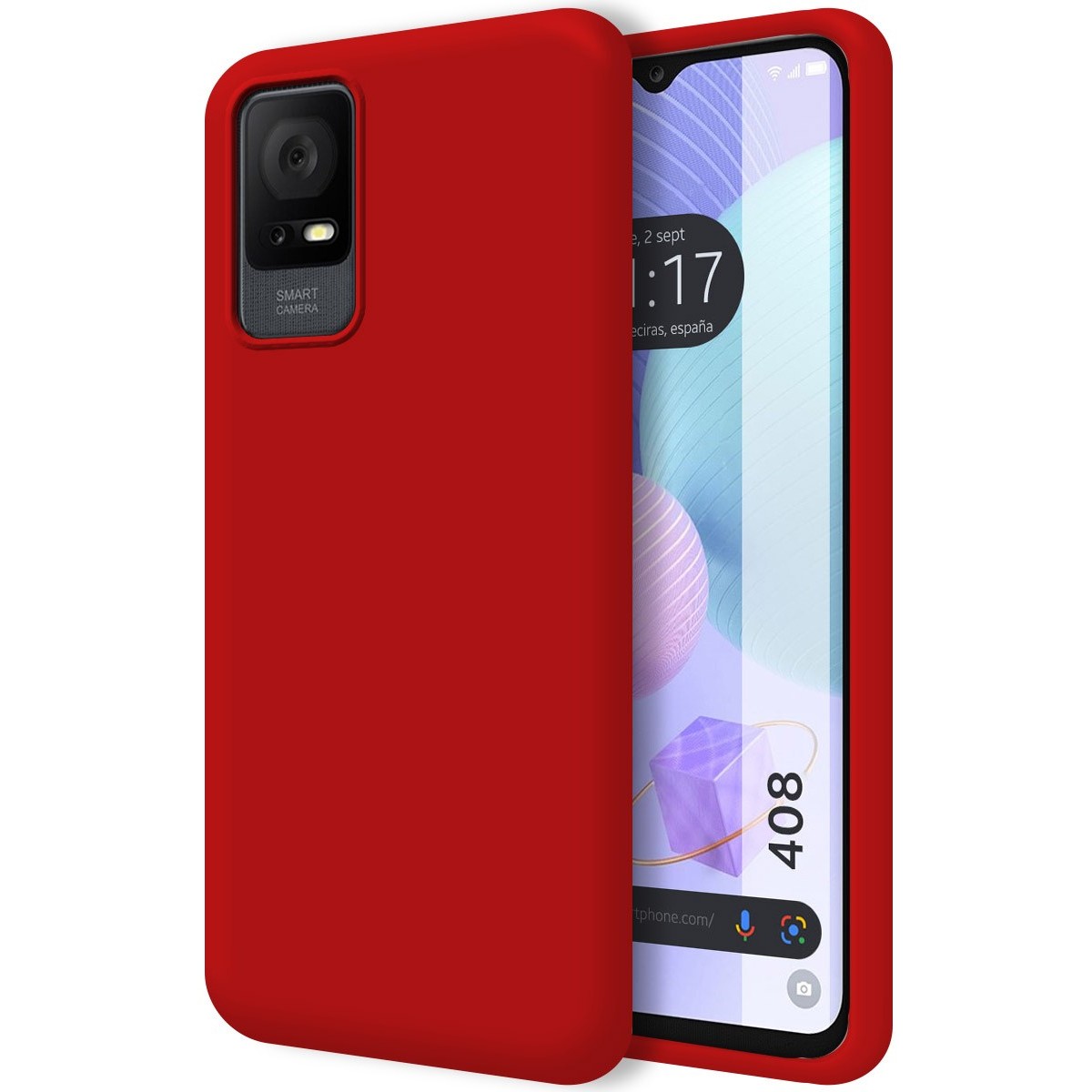 Funda Silicona Líquida Ultra Suave para TCL 408 Color Roja