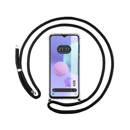 Funda Colgante Transparente para TCL 408 con Cordon Negro