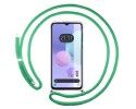 Funda Colgante Transparente para TCL 408 con Cordon Verde Agua