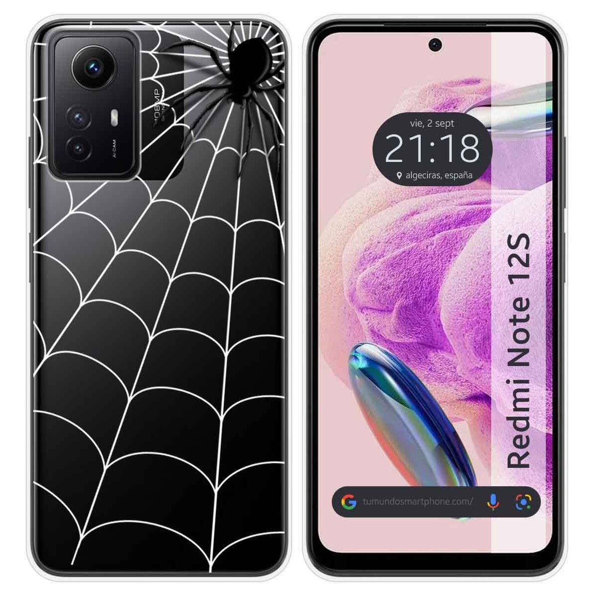 Funda Silicona Transparente compatible con Xiaomi Redmi Note 12S diseño Araña Dibujos