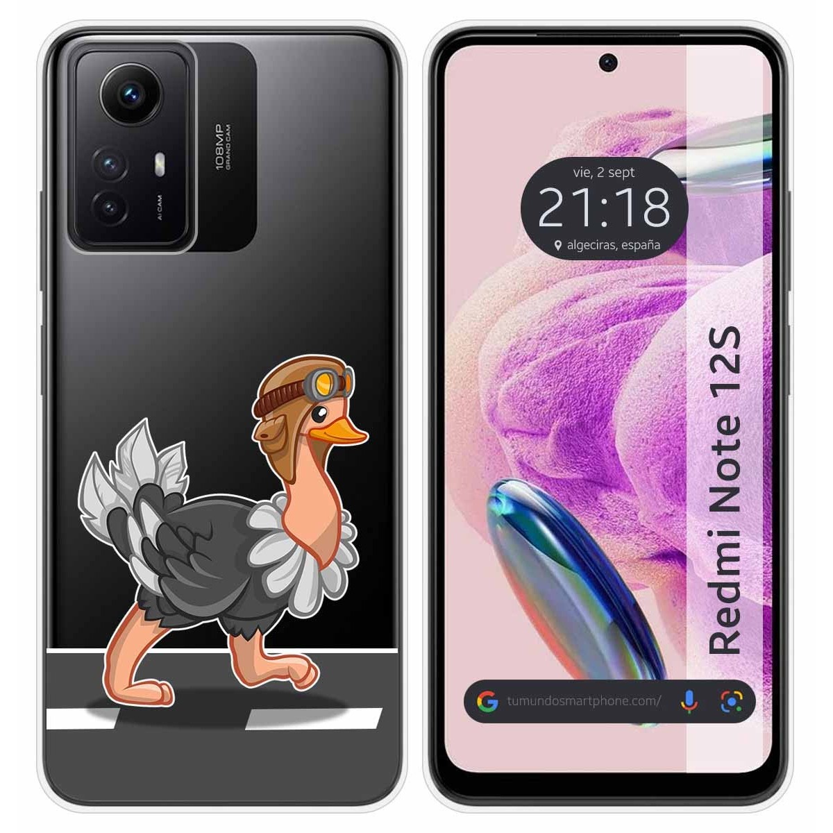 Funda Silicona Transparente compatible con Xiaomi Redmi Note 12S diseño Avestruz Dibujos