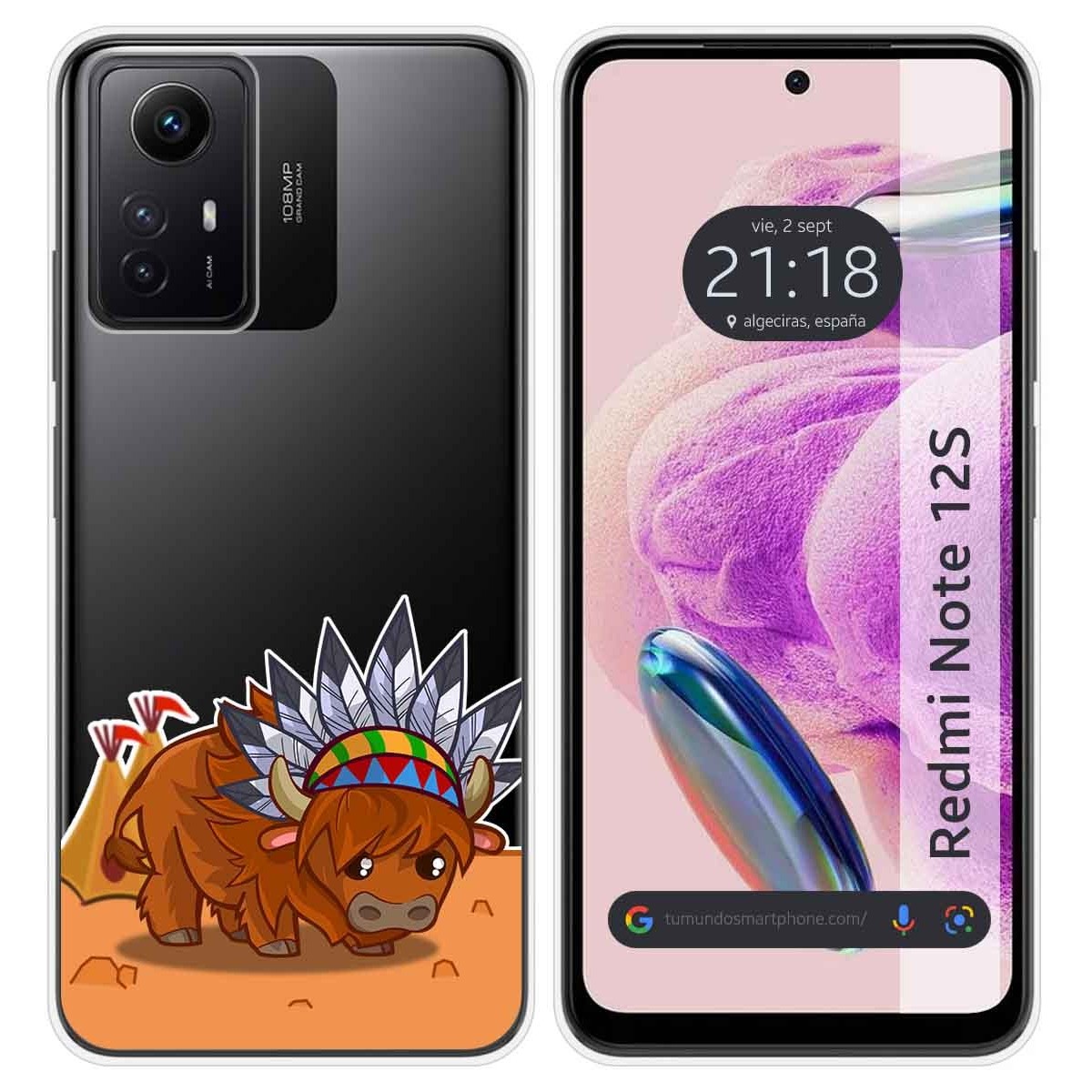 Funda Silicona Transparente compatible con Xiaomi Redmi Note 12S diseño Bufalo Dibujos