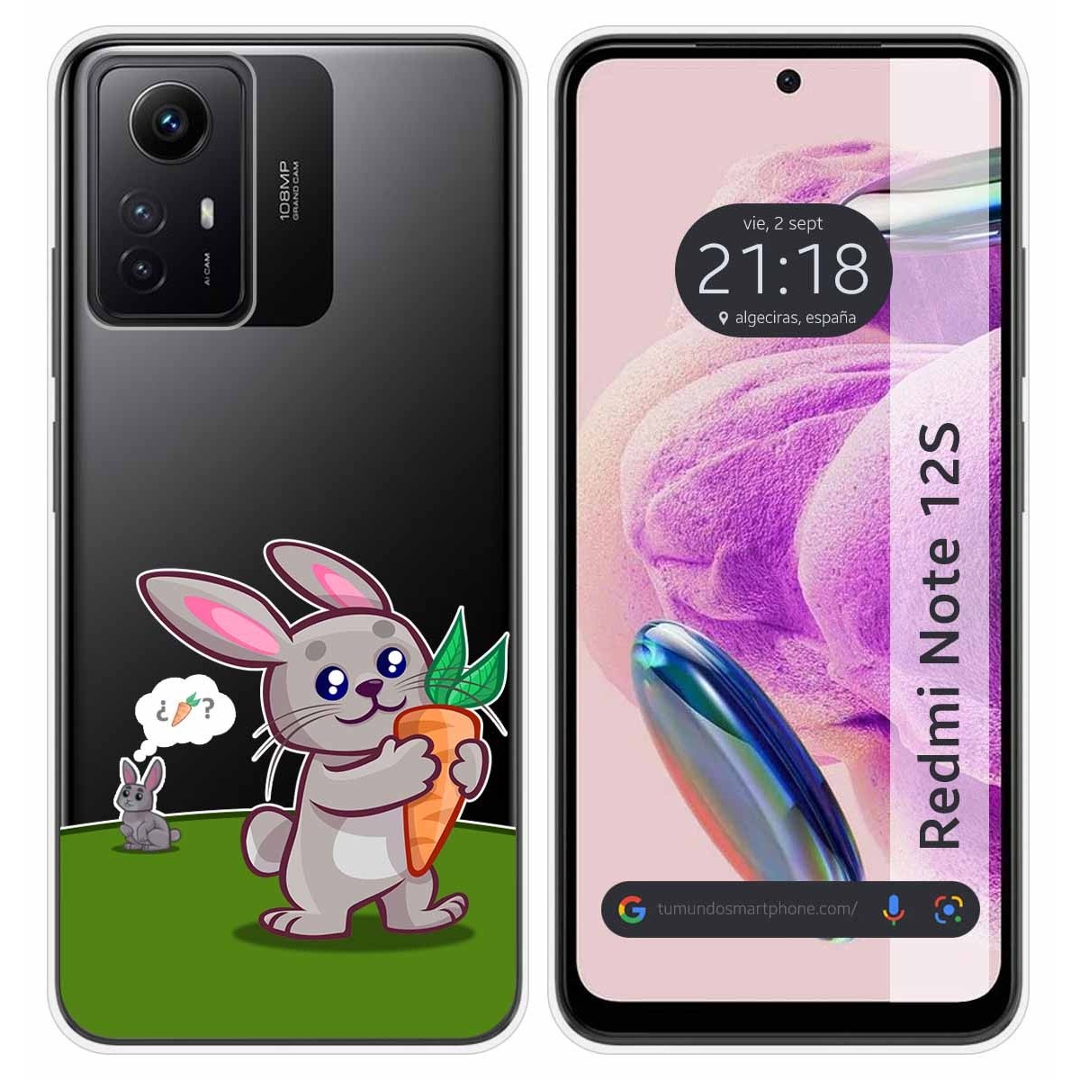 Funda Silicona Transparente compatible con Xiaomi Redmi Note 12S diseño Conejo Dibujos