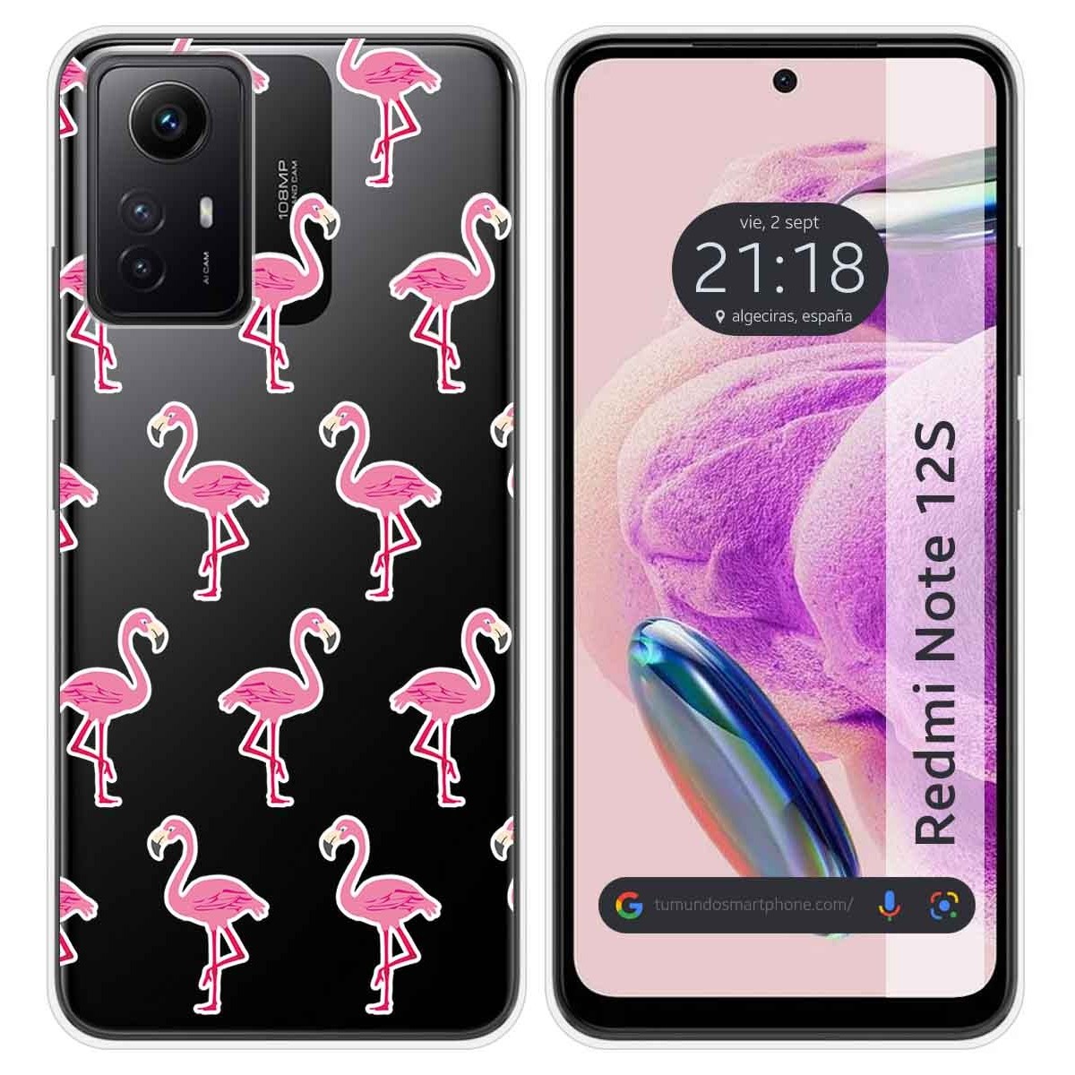 Funda Silicona Transparente compatible con Xiaomi Redmi Note 12S diseño Flamenco Dibujos