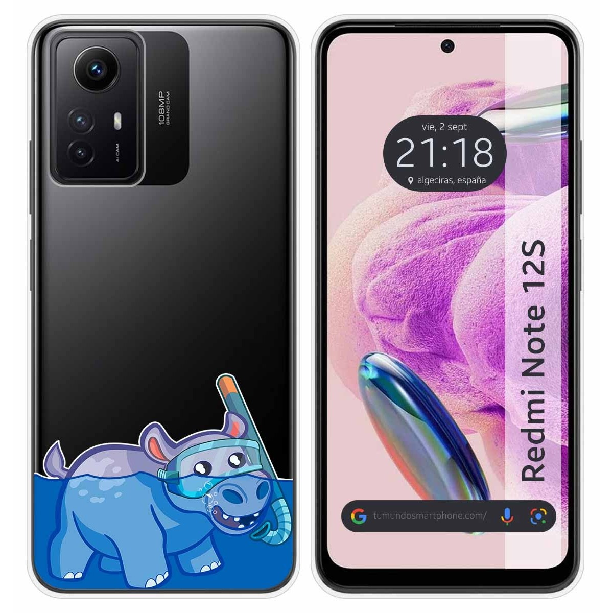 Funda Silicona Transparente compatible con Xiaomi Redmi Note 12S diseño Hipo Dibujos