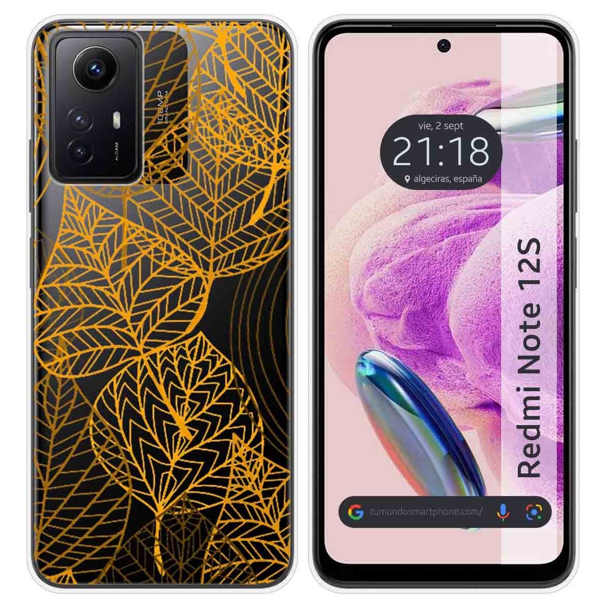 Funda Silicona Transparente compatible con Xiaomi Redmi Note 12S diseño Hojas Dibujos