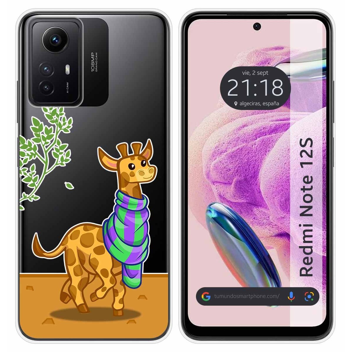 Funda Silicona Transparente compatible con Xiaomi Redmi Note 12S diseño Jirafa Dibujos