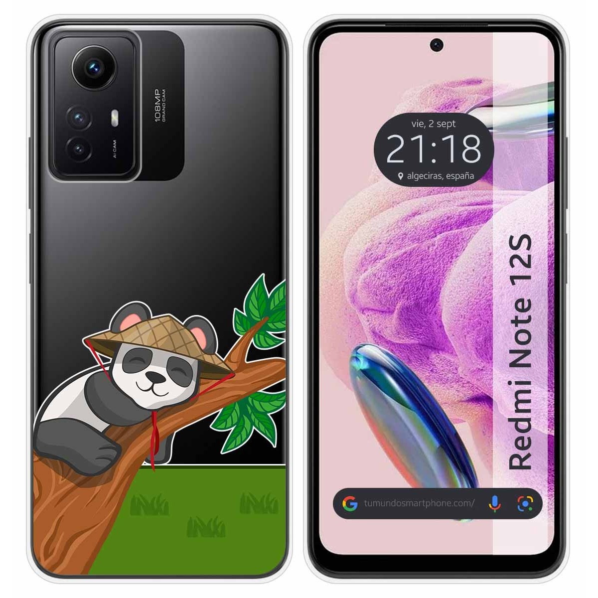 Funda Silicona Transparente compatible con Xiaomi Redmi Note 12S diseño Panda Dibujos