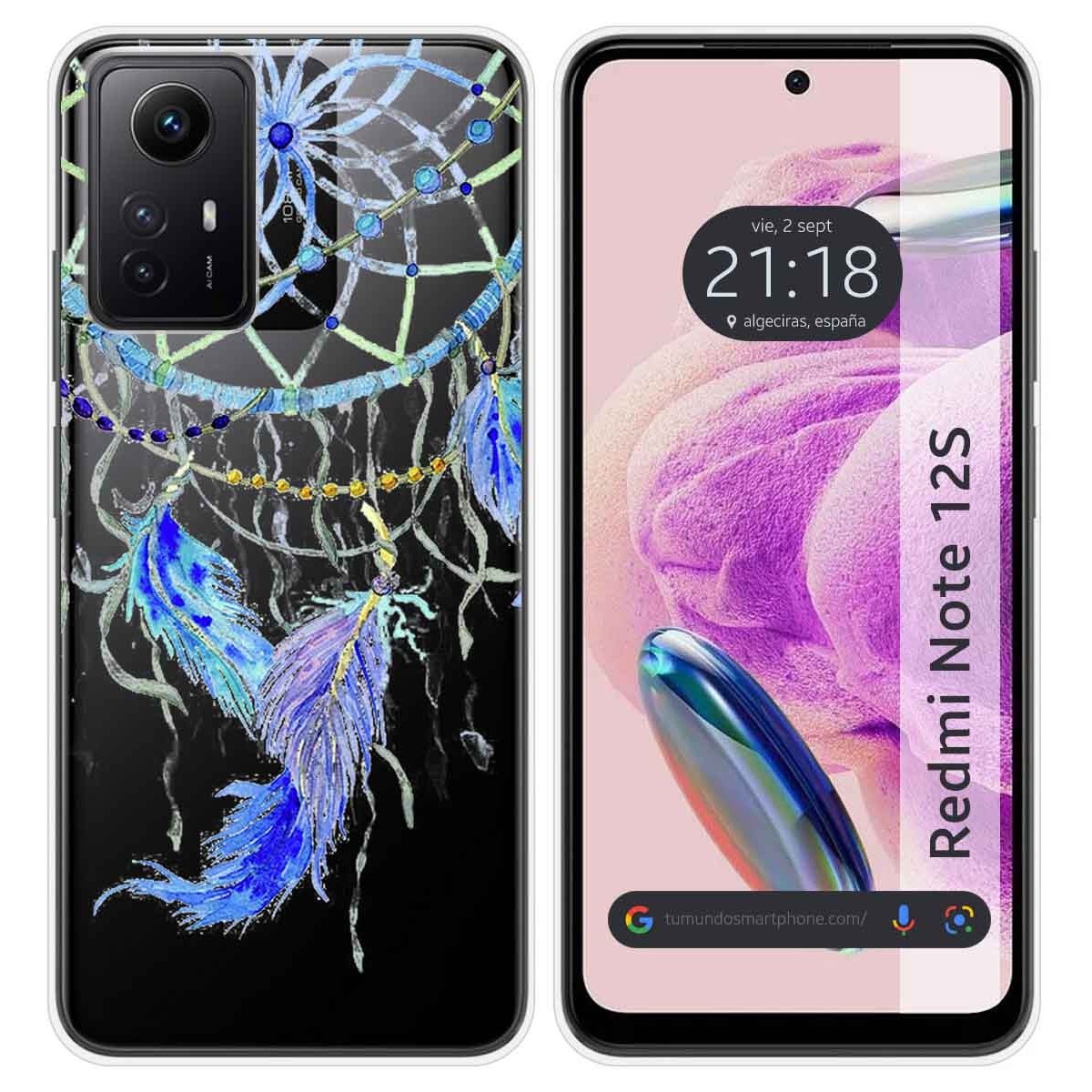 Funda Silicona Transparente compatible con Xiaomi Redmi Note 12S diseño Plumas Dibujos