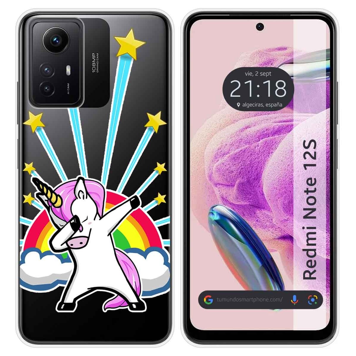 Funda Silicona Transparente compatible con Xiaomi Redmi Note 12S diseño Unicornio Dibujos