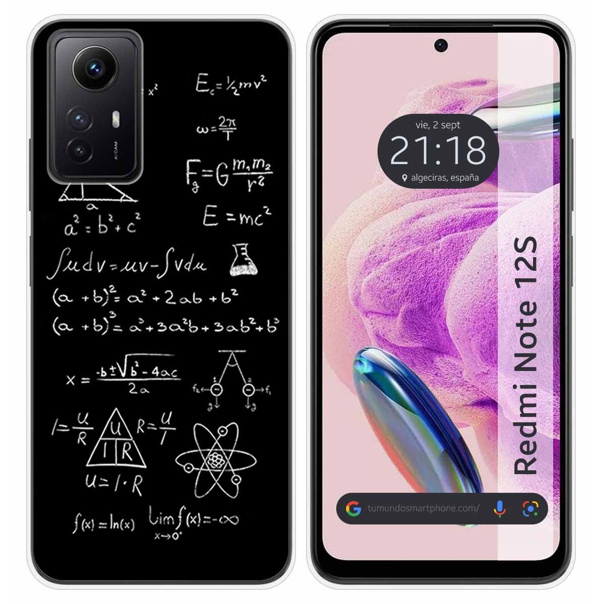 Funda Silicona compatible con Xiaomi Redmi Note 12S diseño Formulas Dibujos