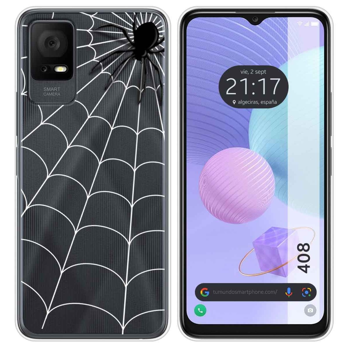 Funda Silicona Transparente para TCL 408 diseño Araña Dibujos