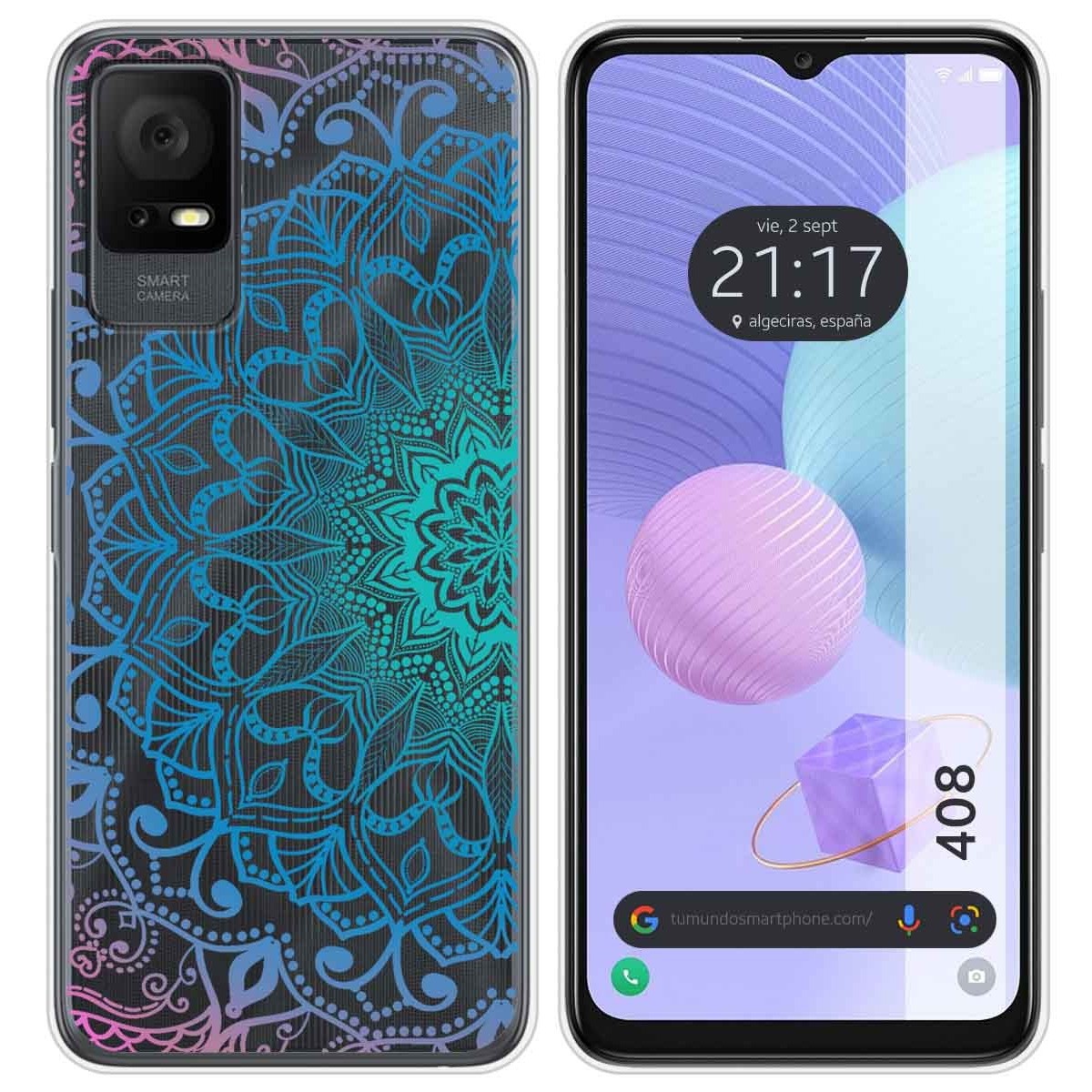 Funda Silicona Transparente para TCL 408 diseño Mandala Dibujos