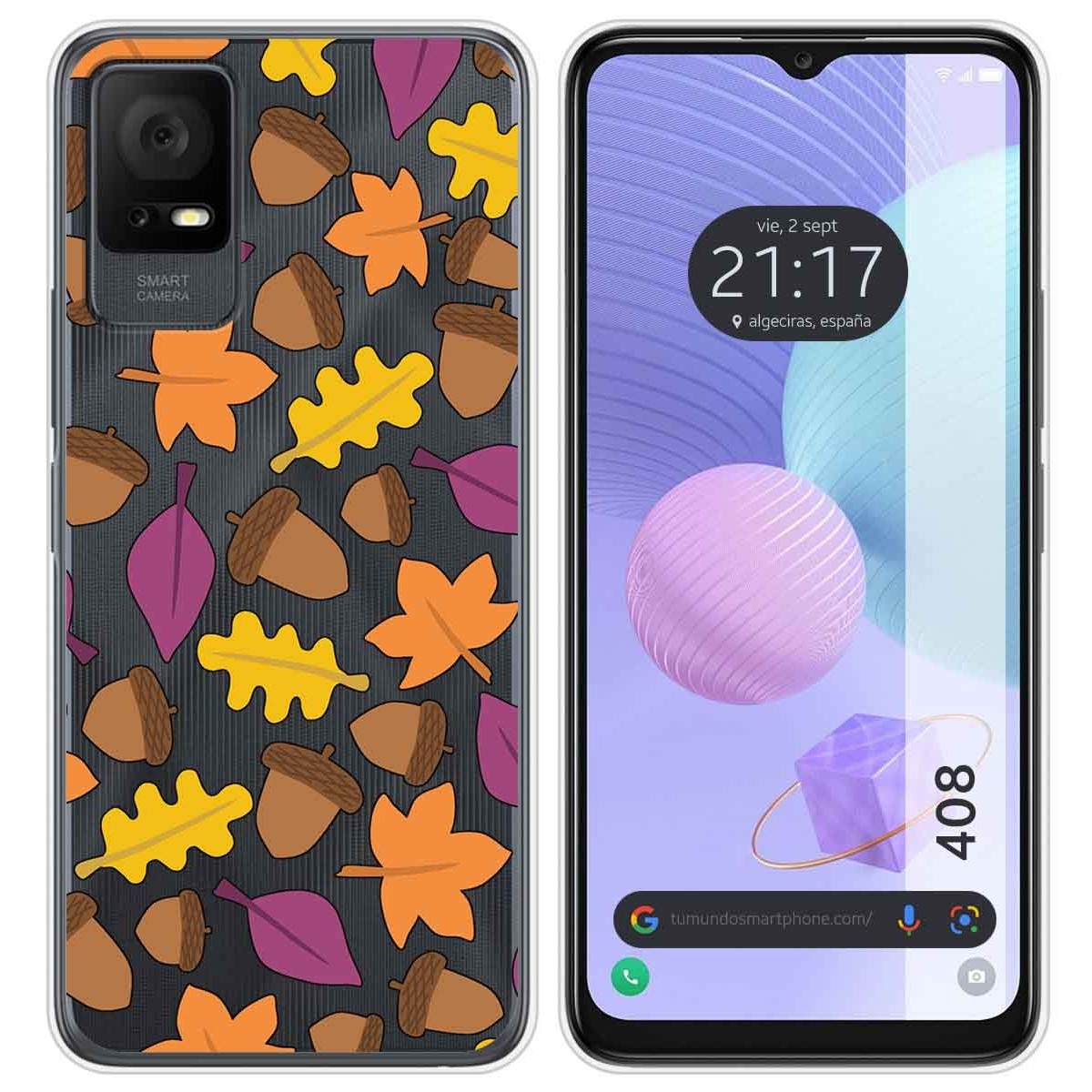 Funda Silicona Transparente para TCL 408 diseño Otoño Dibujos