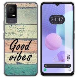 Funda Silicona para TCL 408 diseño Madera 01 Dibujos