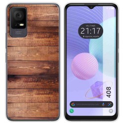 Funda Silicona para TCL 408 diseño Madera 02 Dibujos