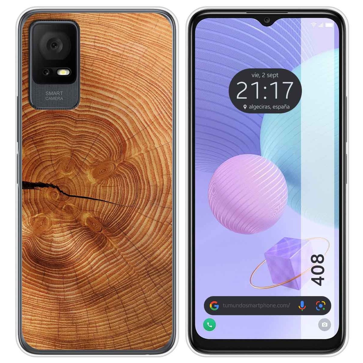 Funda Silicona para TCL 408 diseño Madera 04 Dibujos