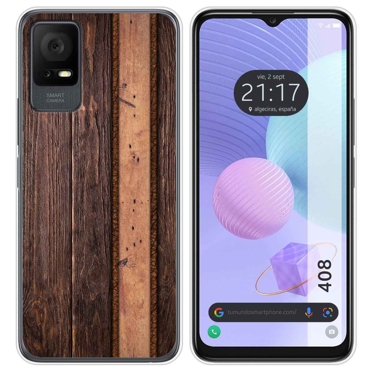 Funda Silicona para TCL 408 diseño Madera 05 Dibujos