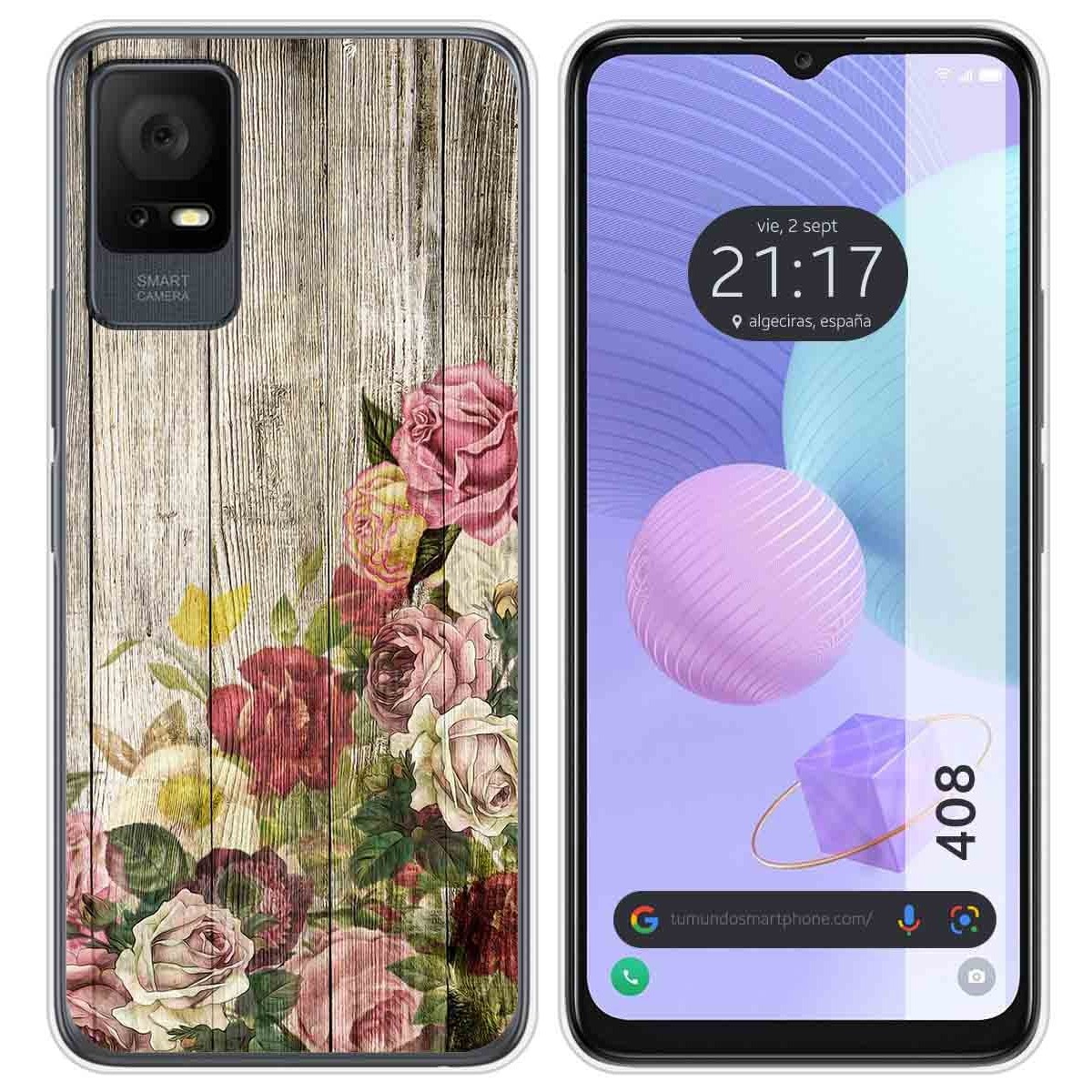 Funda Silicona para TCL 408 diseño Madera 08 Dibujos