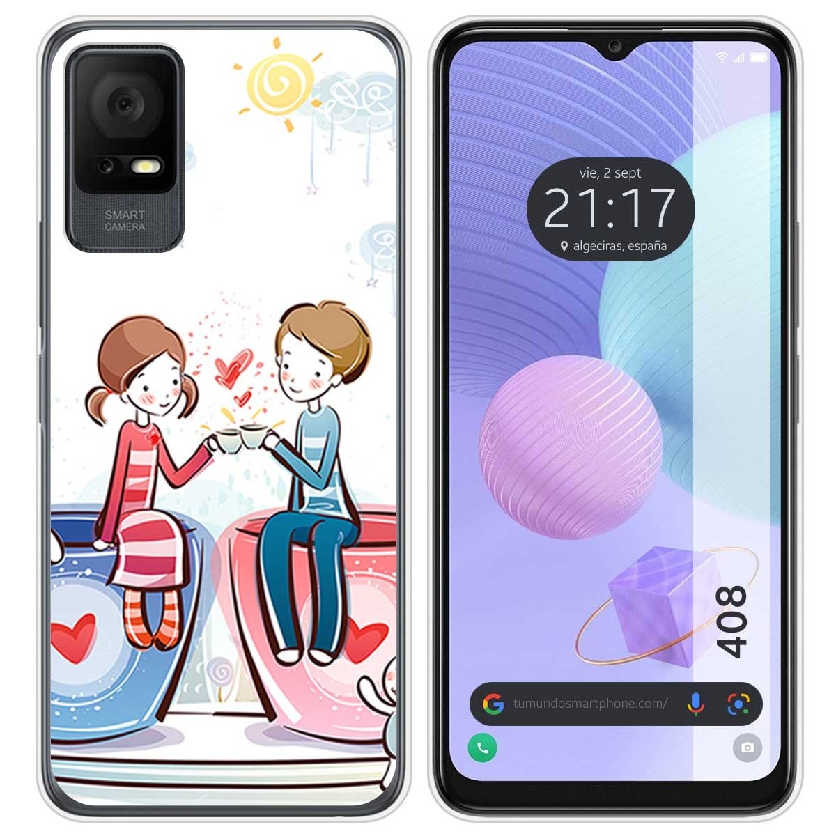 Funda Silicona para TCL 408 diseño Café Dibujos