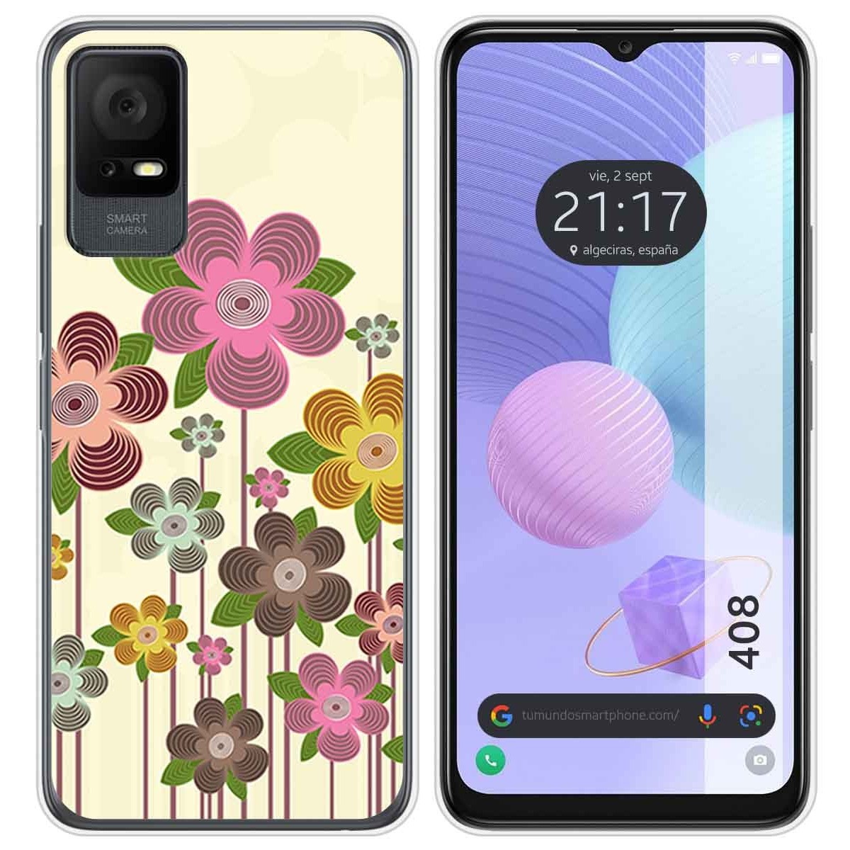 Funda Silicona para TCL 408 diseño Primavera En Flor Dibujos