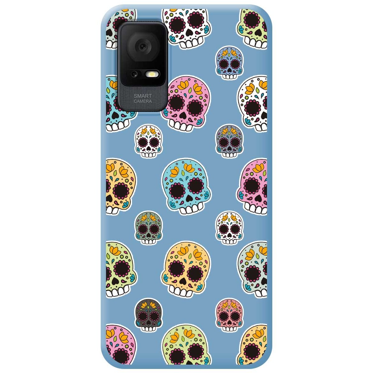 Funda Silicona Líquida Azul para TCL 408 diseño Catrina Dibujos