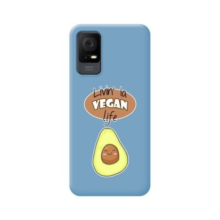 Funda Silicona Líquida Azul para TCL 408 diseño Vegan Life Dibujos