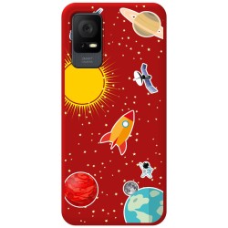 Funda Silicona Líquida Roja para TCL 408 diseño Espacio Dibujos