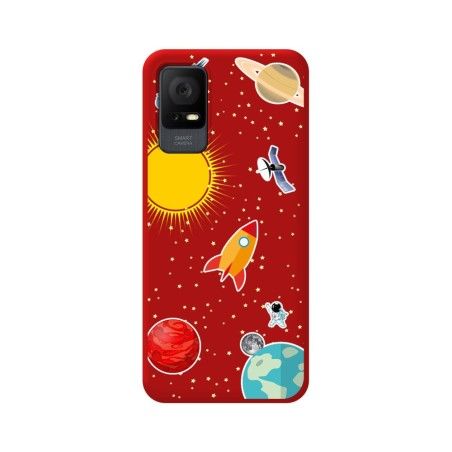 Funda Silicona Líquida Roja para TCL 408 diseño Espacio Dibujos
