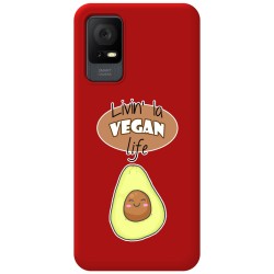 Funda Silicona Líquida Roja para TCL 408 diseño Vegan Life Dibujos