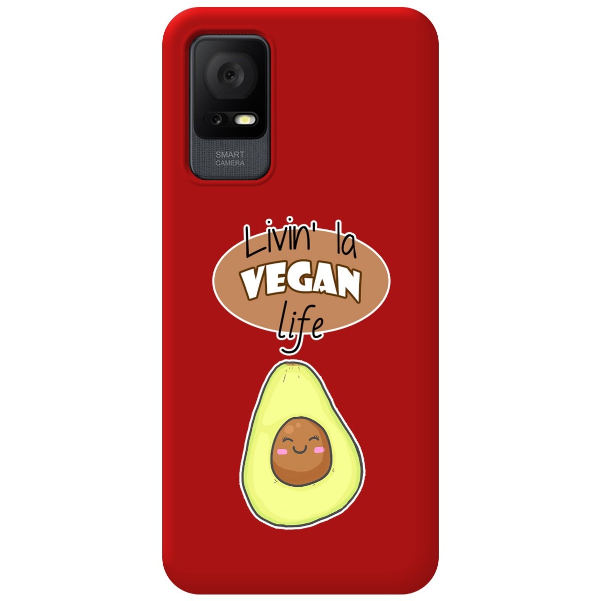 Funda Silicona Líquida Roja para TCL 408 diseño Vegan Life Dibujos
