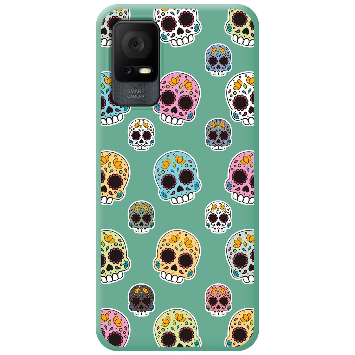 Funda Silicona Líquida Verde para TCL 408 diseño Catrina Dibujos