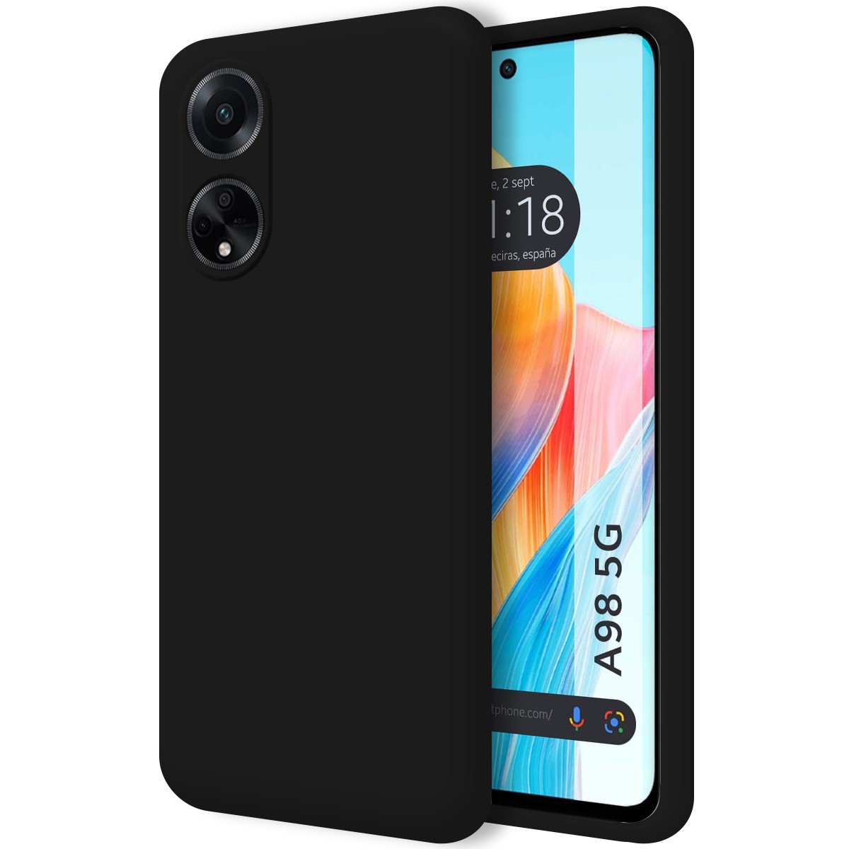 Funda Silicona Líquida Ultra Suave para Oppo A98 5G color Negro