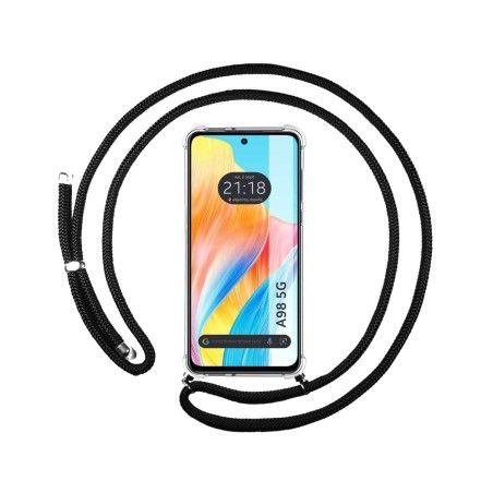 Funda Colgante Transparente para Oppo A98 5G con Cordon Negro