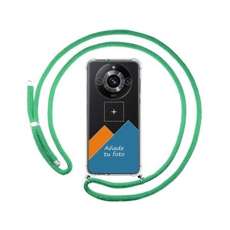 Personaliza tu Funda Colgante Transparente para Realme 11 Pro / 11 Pro+ Plus con Cordon Verde Agua Dibujo Personalizada