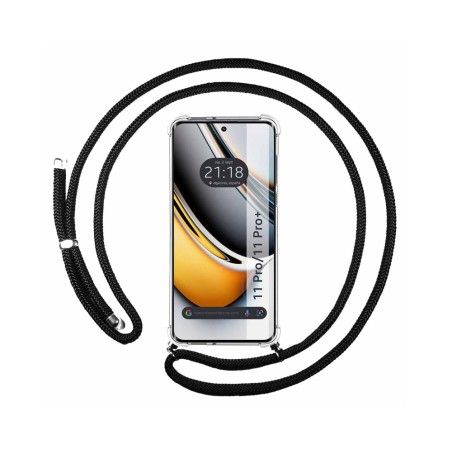Funda Colgante Transparente para Realme 11 Pro / 11 Pro+ Plus con Cordon Negro
