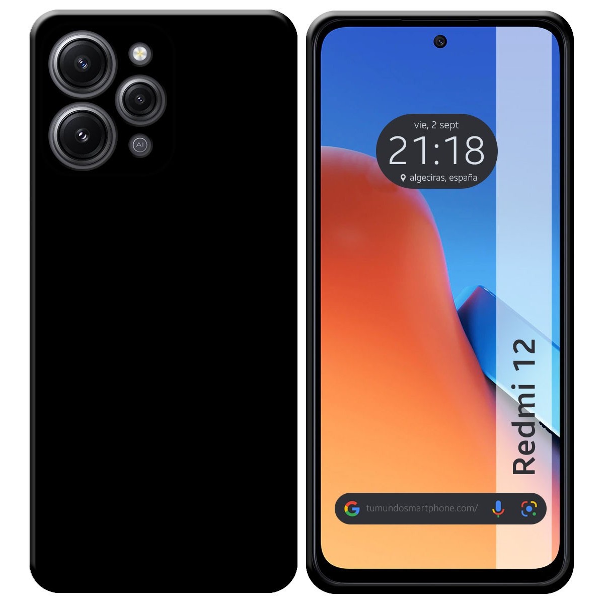 Funda Silicona Gel TPU Negra compatible con Xiaomi Redmi 12