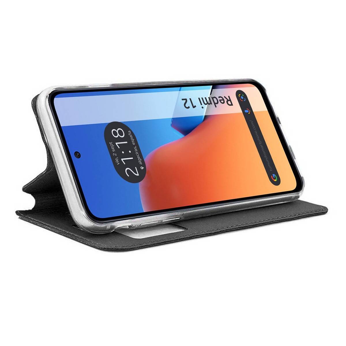 Funda Libro Soporte con Ventana compatible con Xiaomi Redmi 12 color Negra