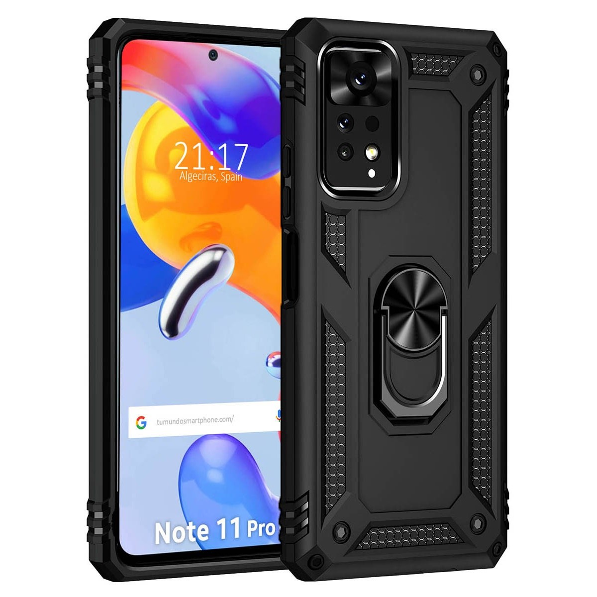 Funda Tough Armor con Anillo Giratorio Negra para Oppo A78 5G