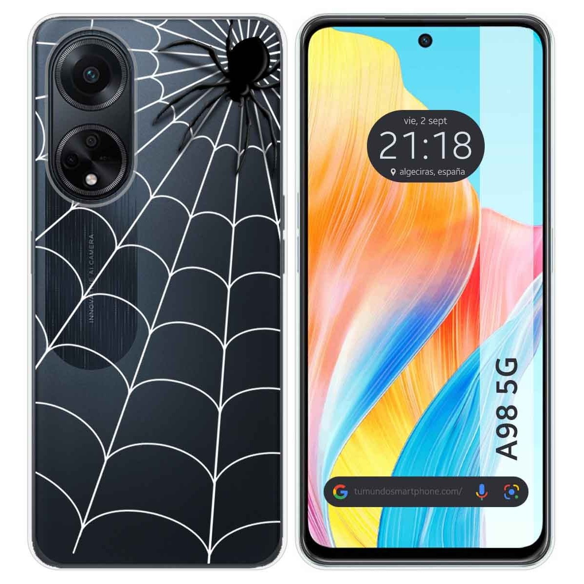 Funda Silicona Transparente para Oppo A98 5G diseño Araña Dibujos