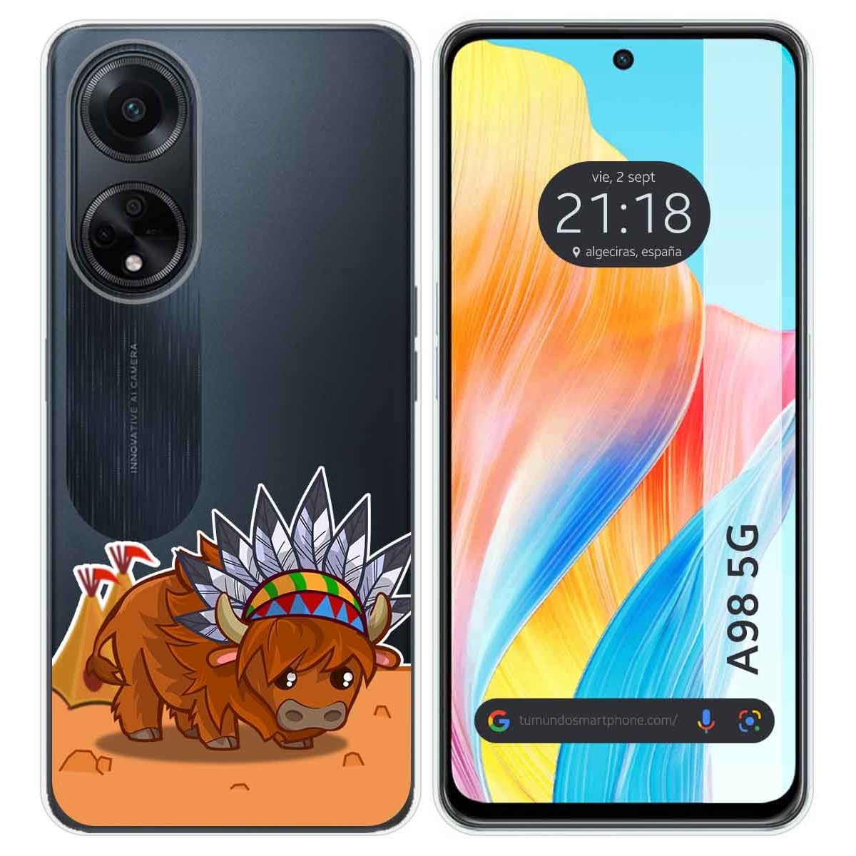 Funda Silicona Transparente para Oppo A98 5G diseño Bufalo Dibujos