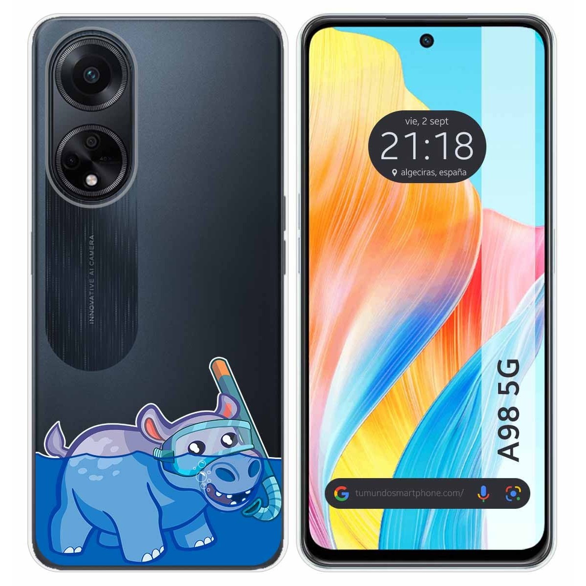 Funda Silicona Transparente para Oppo A98 5G diseño Hipo Dibujos